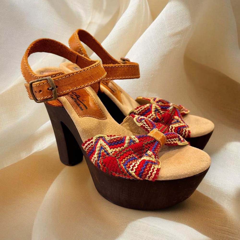 70s Style Colorful Platform Clog Heels | 2000s does 70s‎ • Size 6